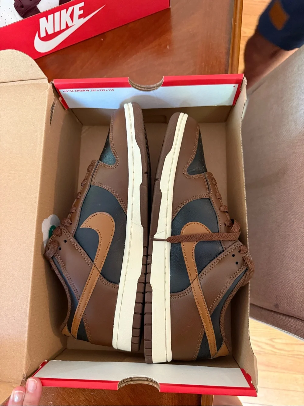 Nike Men’s Brown and Black Low-Top Sneakers with Tan Swoosh